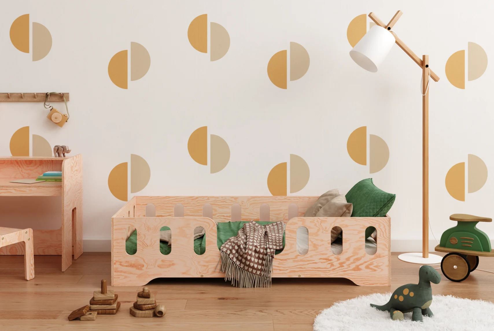 Lit simple en pin pour enfant avec barrière de sécurité et sommier TILA 2 scandinave