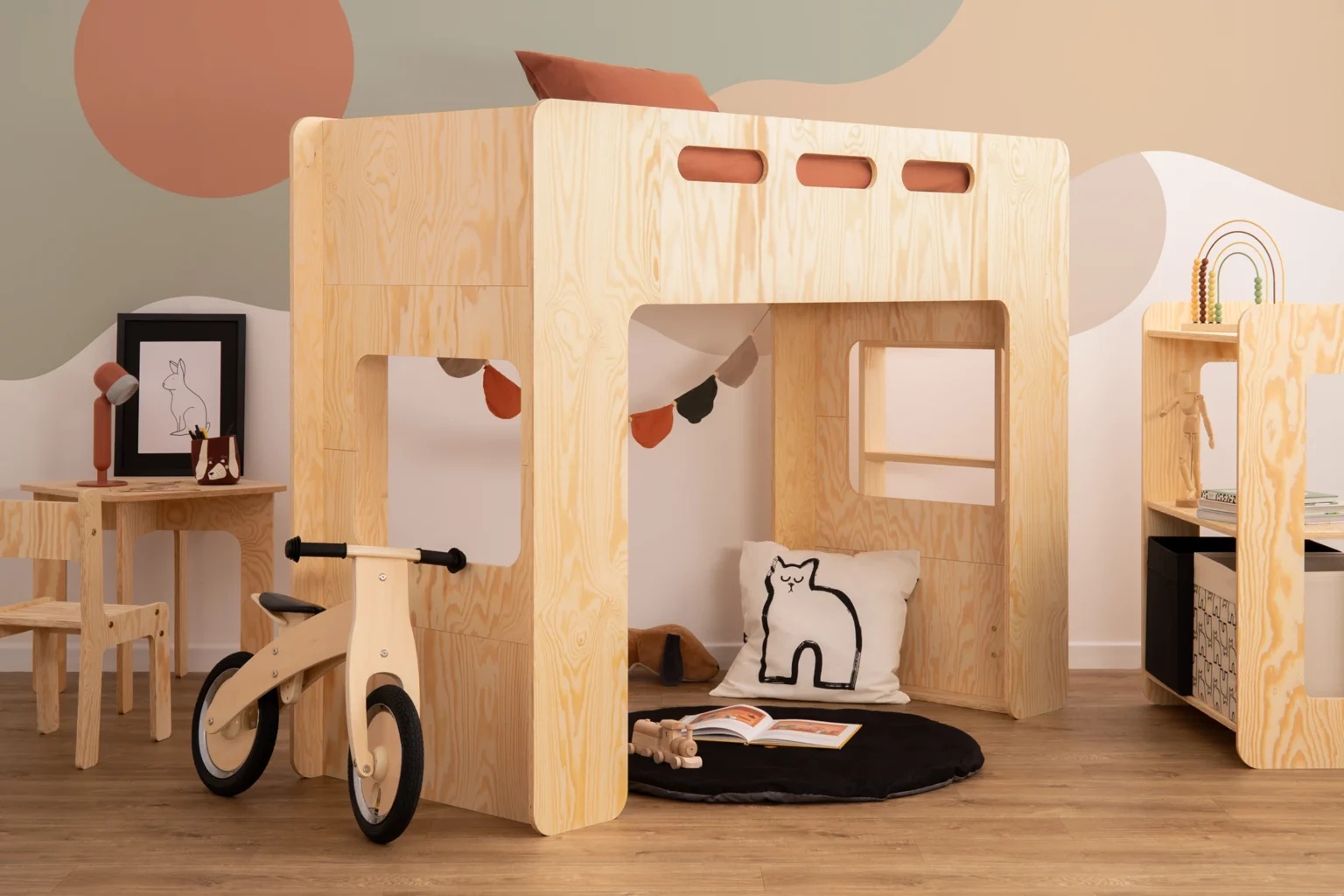 Lit superposé simple en bois avec mezzanine pour enfant MIMI A Montessori