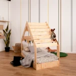 Lit cabane en bois pour enfant structure basse avec sommier MOON G Montessori