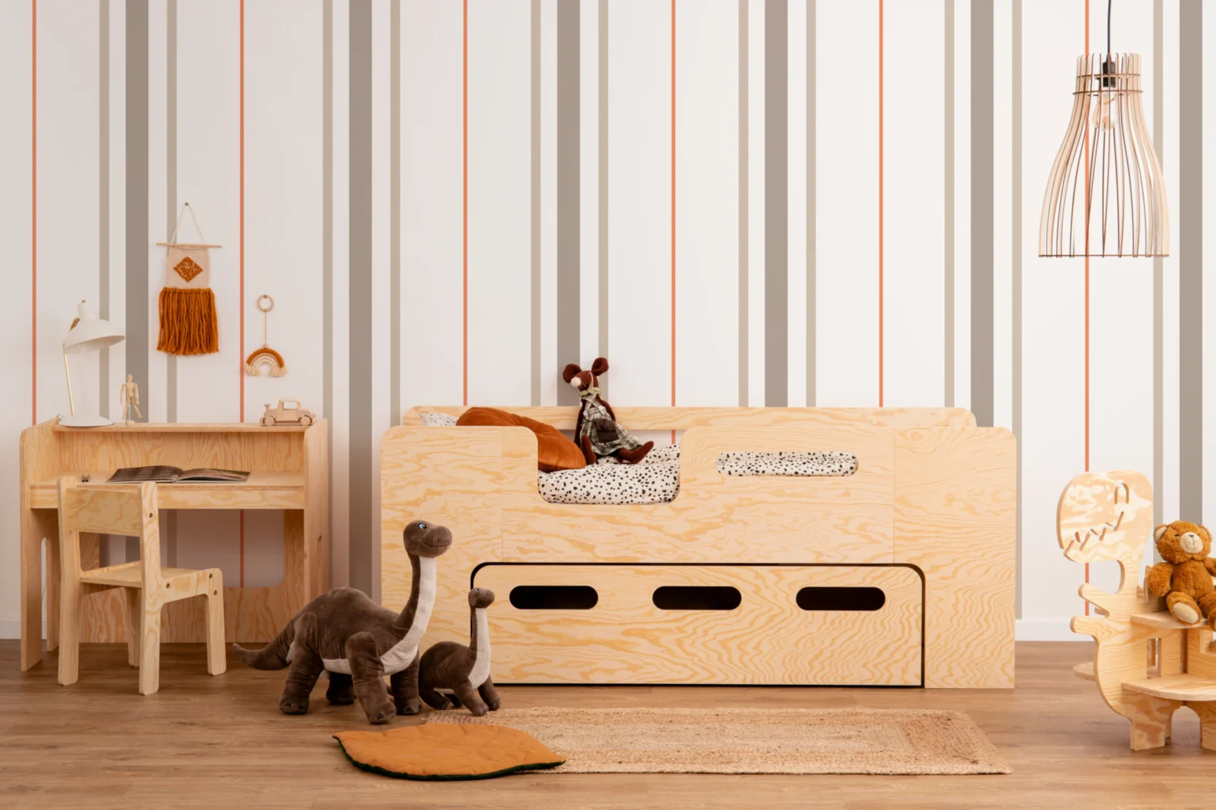 Lit enfant en pin avec tiroir et sommier PIPI scandinave