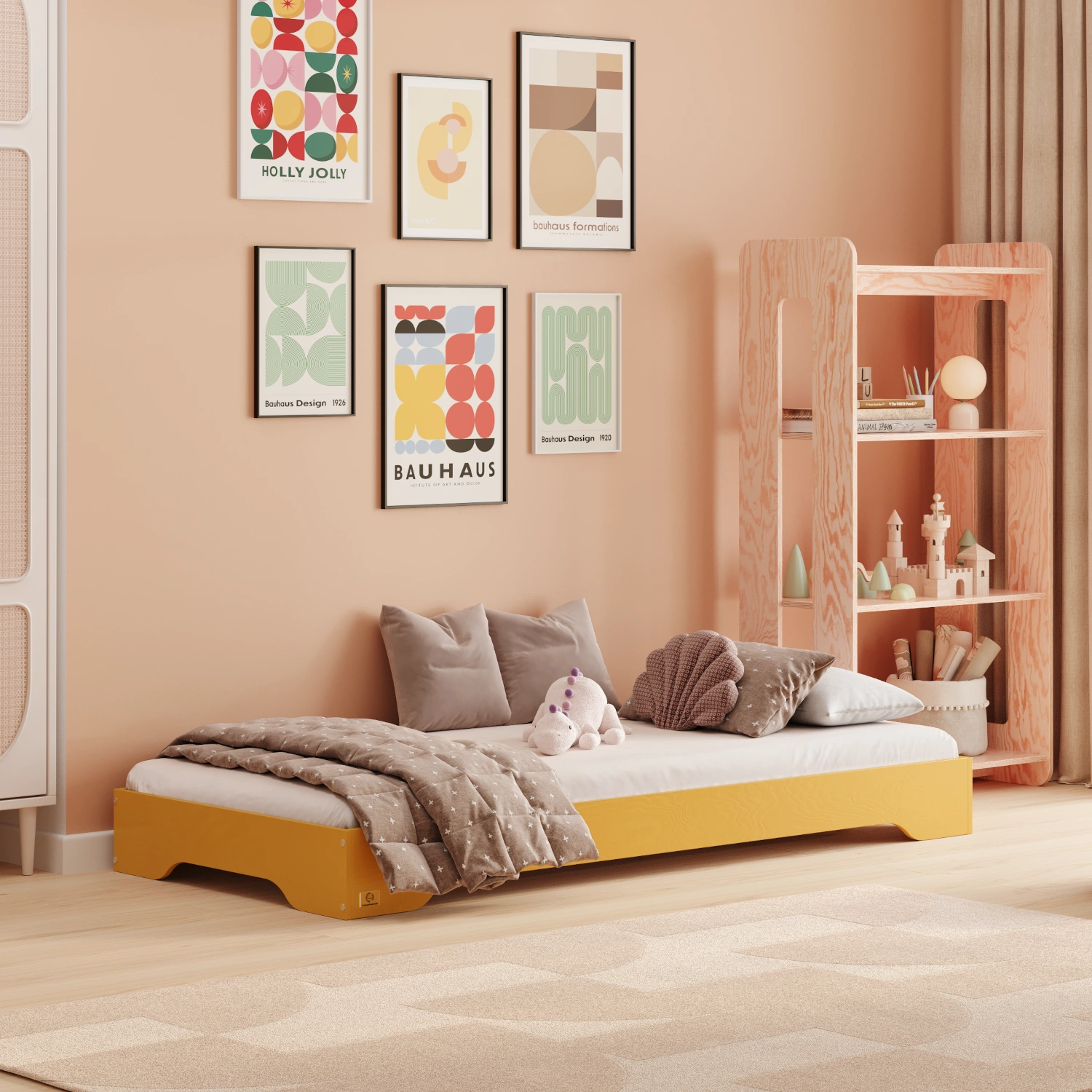 Lit simple bas en bois pour enfants avec sommier TILA 7 Montessori