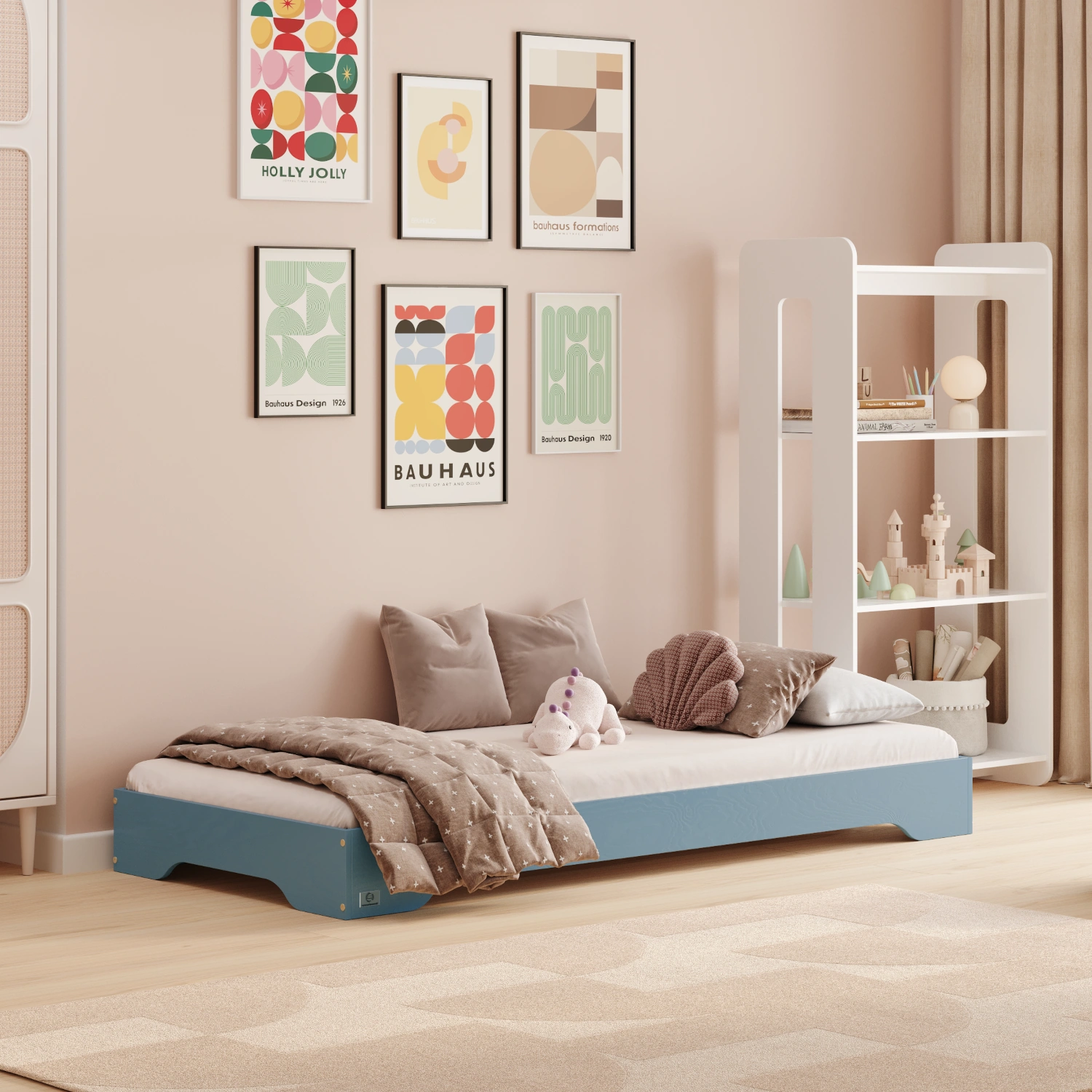 Lit simple bas en bois pour enfants avec sommier TILA 7 Montessori