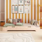 Lit en bois en contreplaqué de pin couleur bois naturel sans barrières