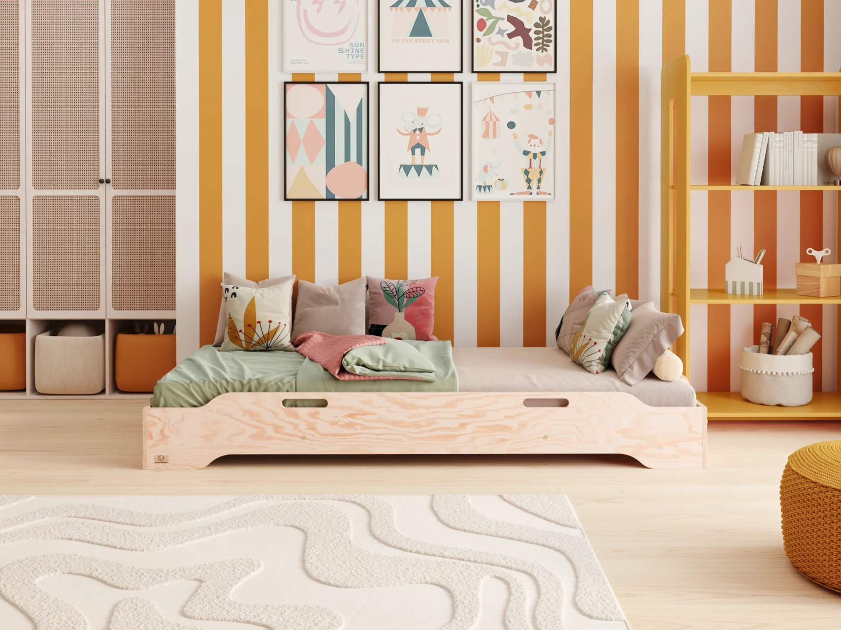 Lit simple bas en pin pour enfant avec sommier TILA 8 scandinave