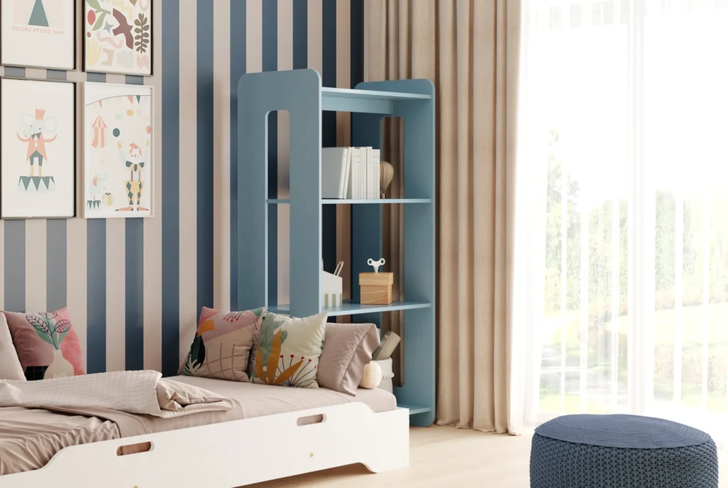 Étagère en bois taille L couleur bleu