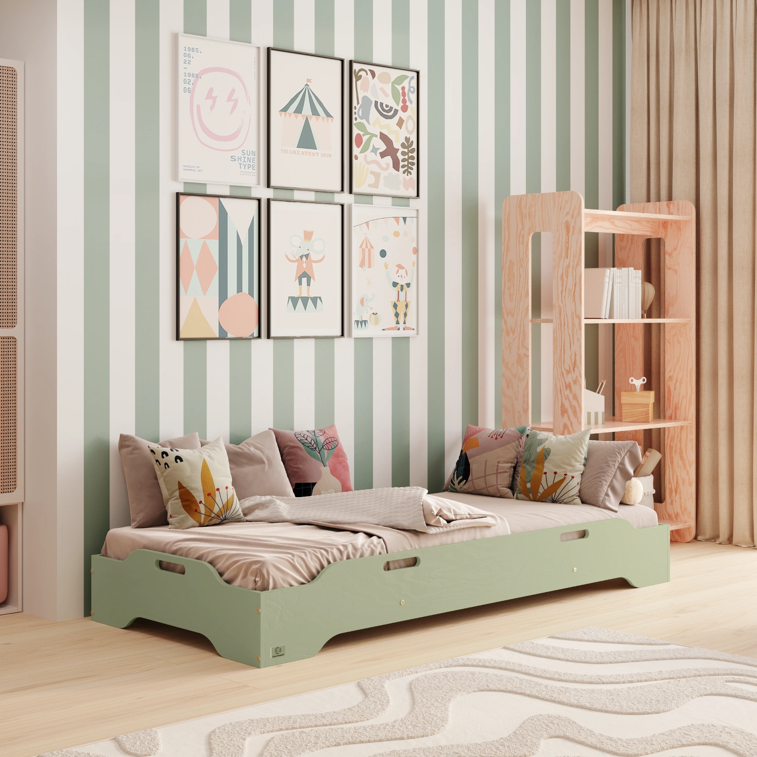 Lit simple bas en bois pour enfant avec sommier TILA 8 Montessori