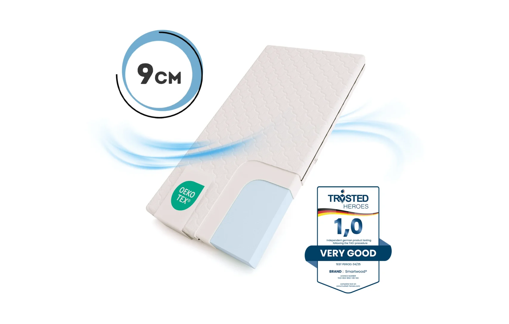 Matelas en mousse Smart Comfort pour enfants 9 cm Dureté moyenne H2 - pour tiroirs