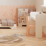 Bureau pour enfants en contreplaqué de pin de couleur blanche avec chaise pour enfant