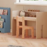 Bureau pour enfants en contreplaqué de pin de couleur cachemire avec chaise pour enfant