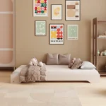 Lit enfant en bois sans barrières fabriqué en contreplaqué de pin couleur blanc