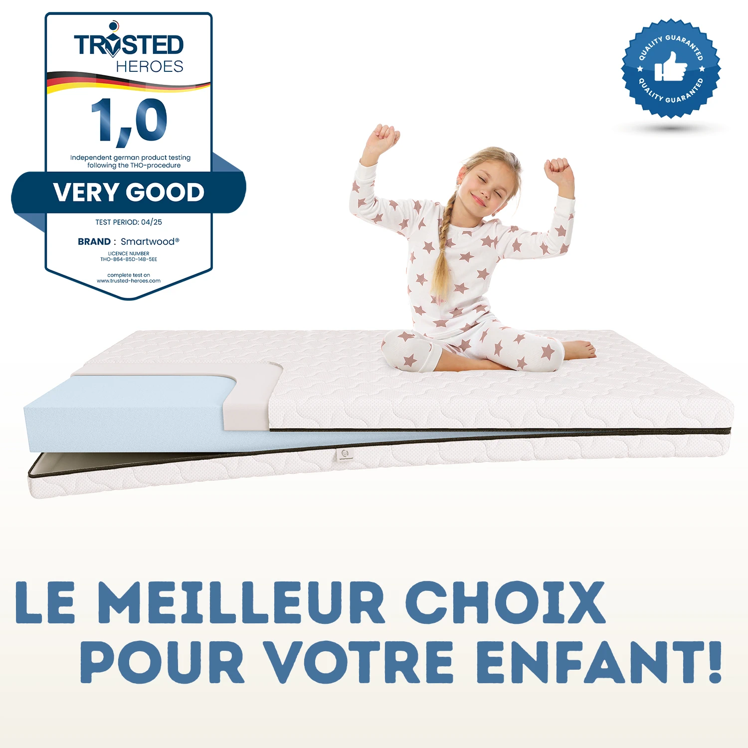 Matelas en mousse Smart Comfort pour enfants 12 cm Dureté moyenne H2
