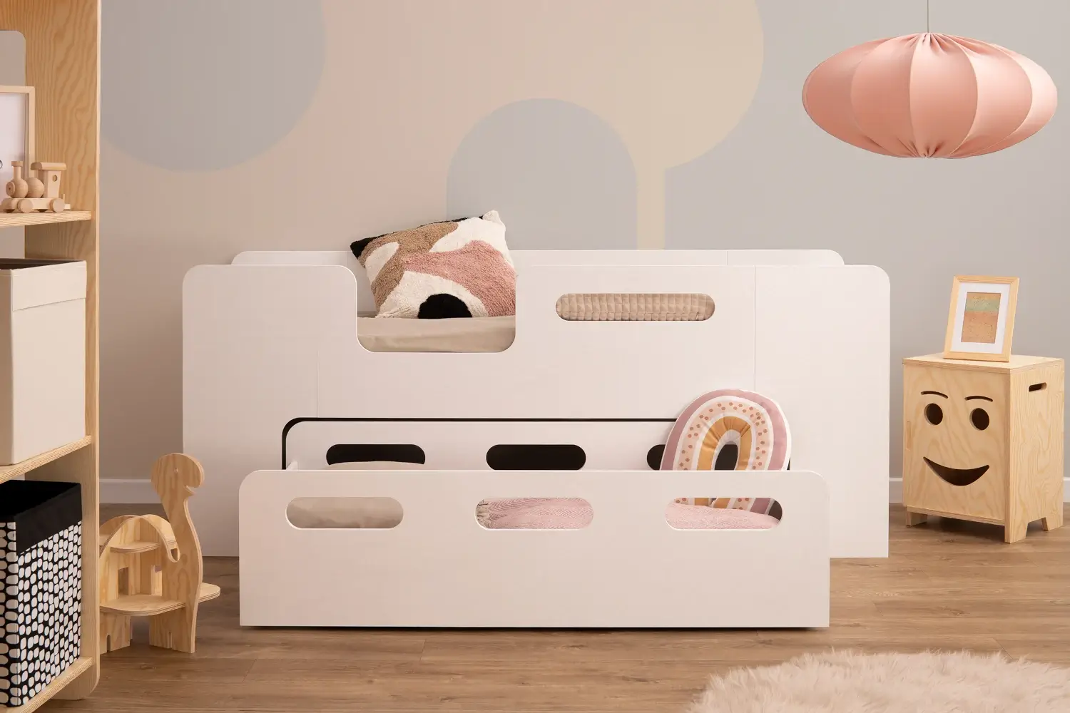 Lit enfant en bois avec tiroir et sommier PIPI Montessori