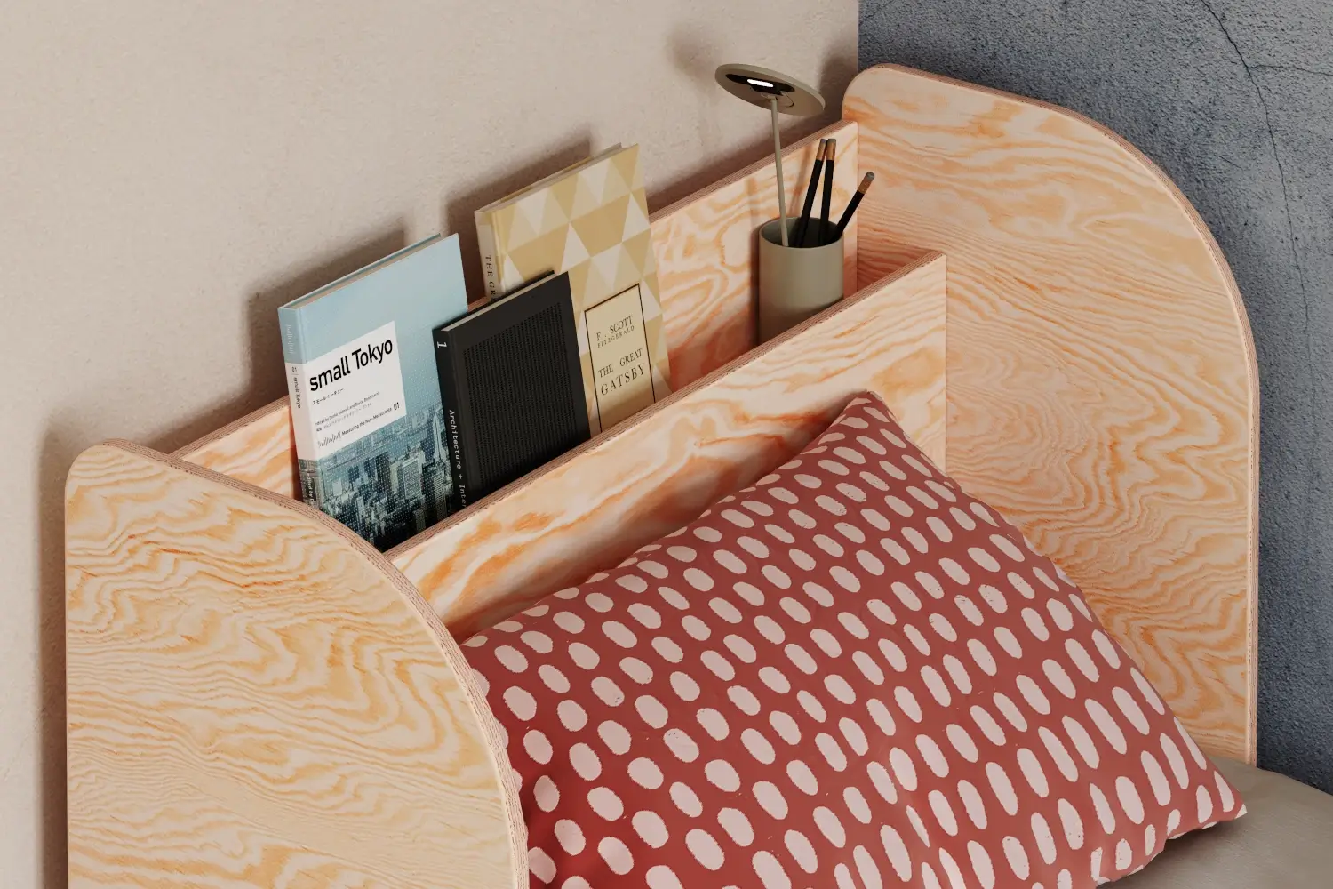 Lit pour enfants et adolescents avec étagère et sommier FLOU Classique en bois