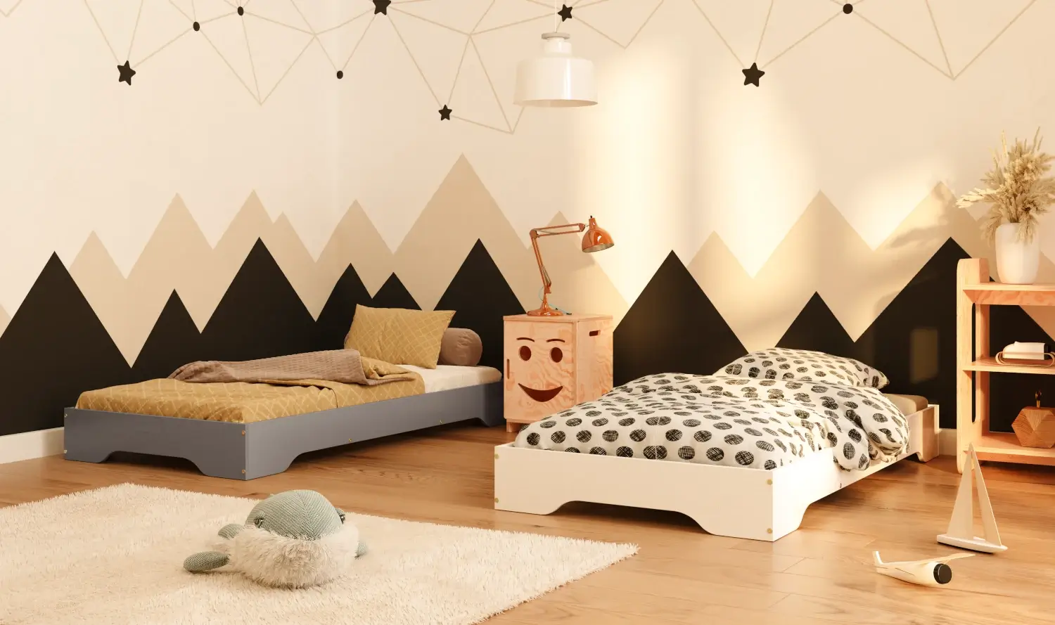 Lit simple bas en bois pour enfants avec sommier TILA 7 Montessori