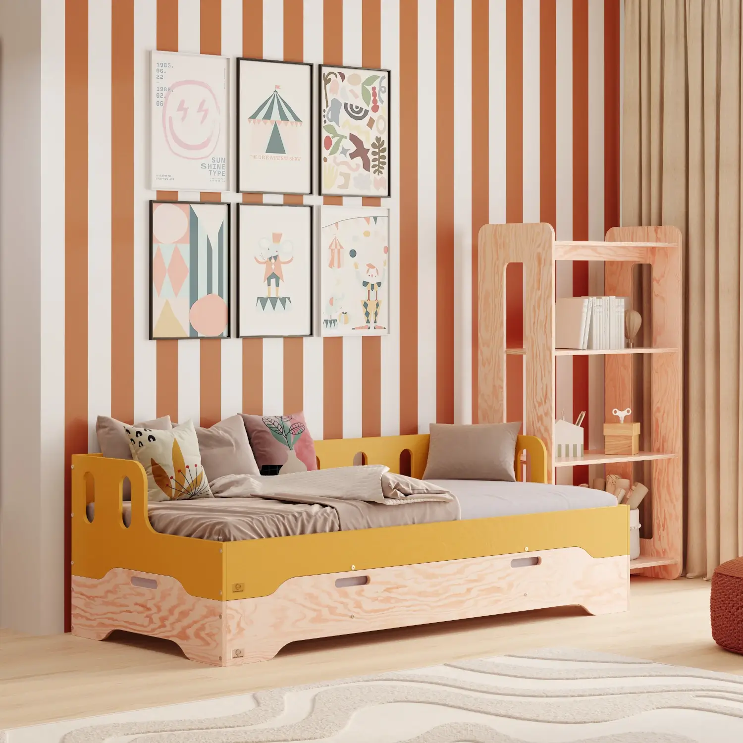 Lit simple bas en bois pour enfant avec sommier TILA 8 Montessori