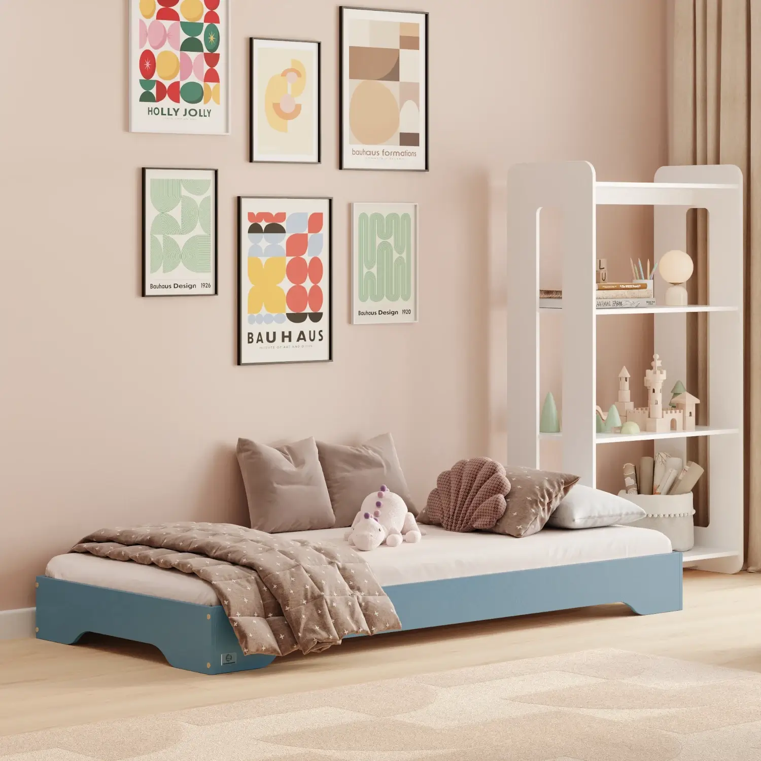 Lit simple bas en bois pour enfants avec sommier TILA 7 Montessori