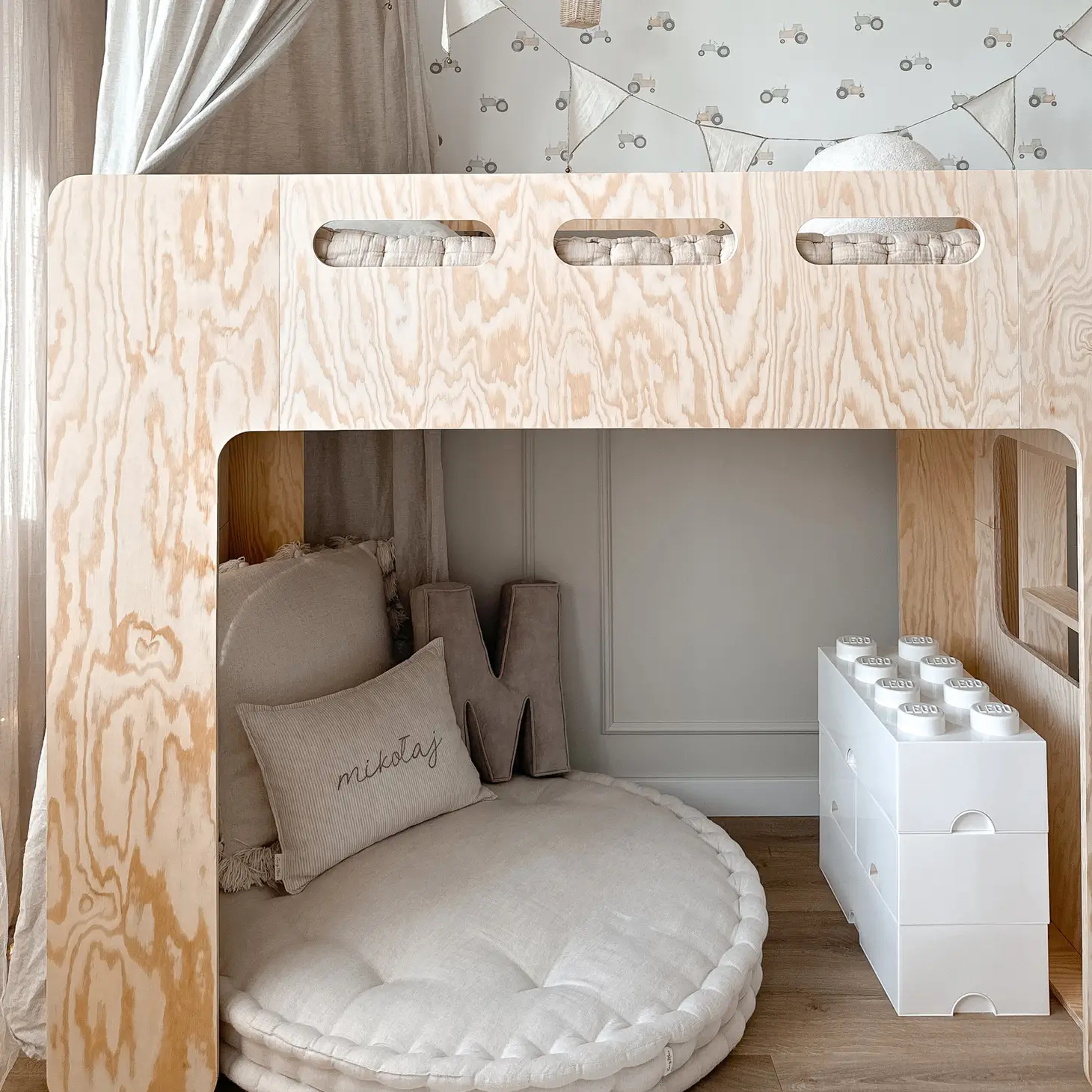 Lit superposé simple en bois avec mezzanine pour enfant MIMI A Montessori