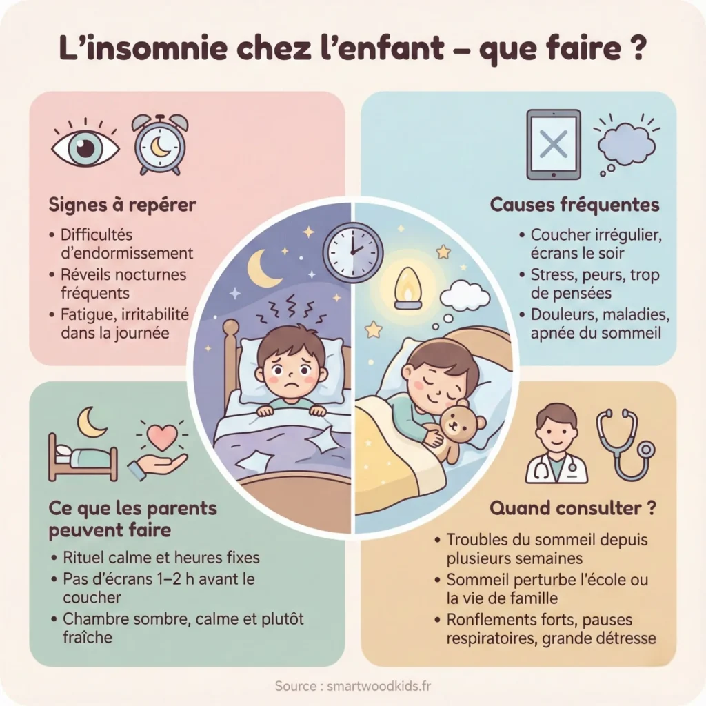 Infographie L'insomnie chez l'enfant - que faire