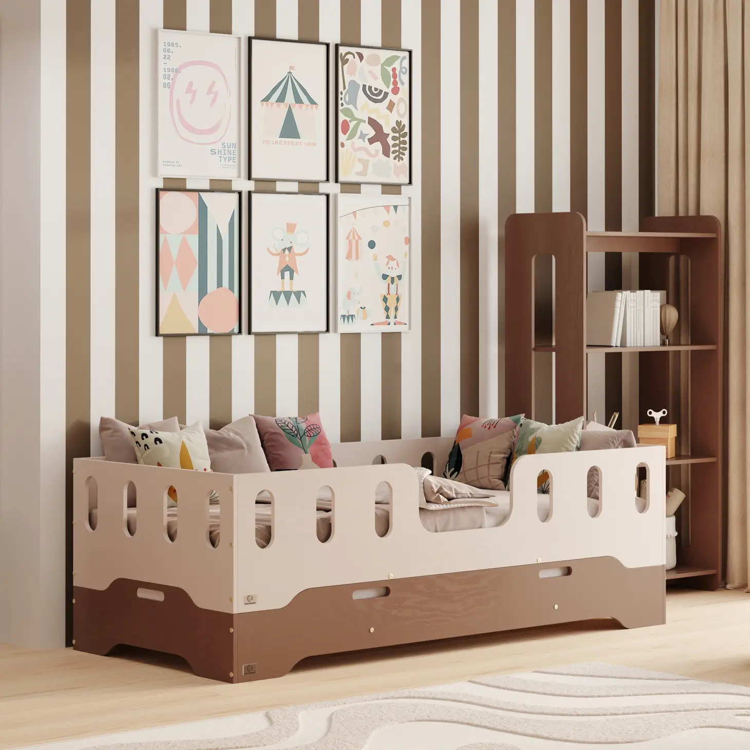 Lit simple bas en bois pour enfant avec sommier TILA 8 Montessori