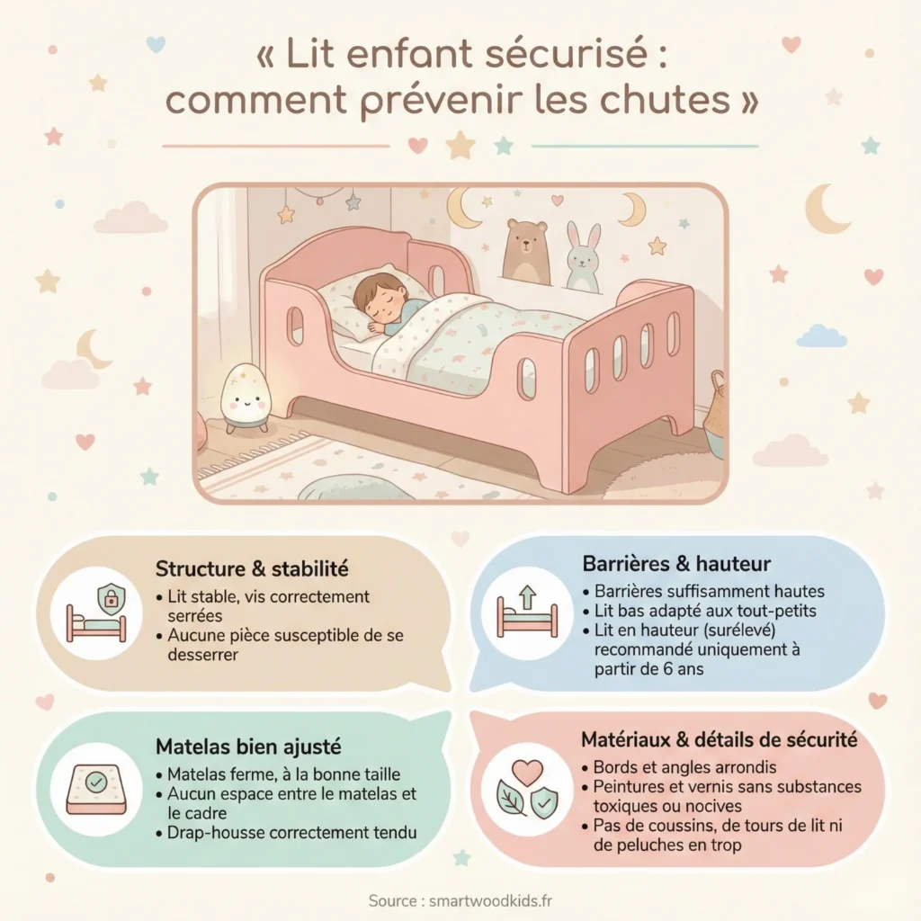 infographie Un lit d'enfant sûr la clé pour des nuits paisibles et pour éviter les chutes
