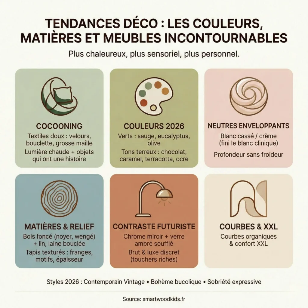 Tendances déco : Les couleurs, matières et meubles incontournables