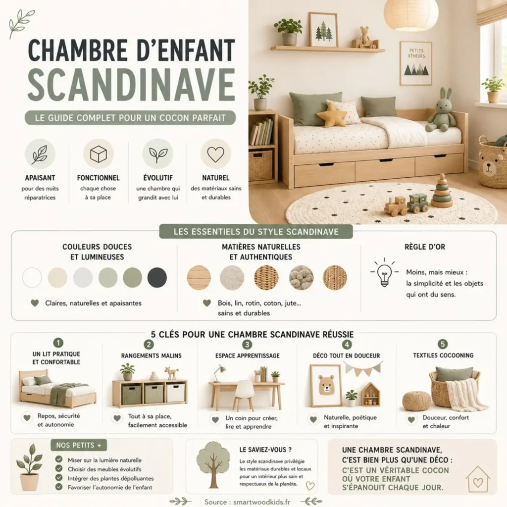 Lit enfant TILA 6 blanc et bas style Montessori, fillette lisant un livre dans une chambre claire et chaleureuse.