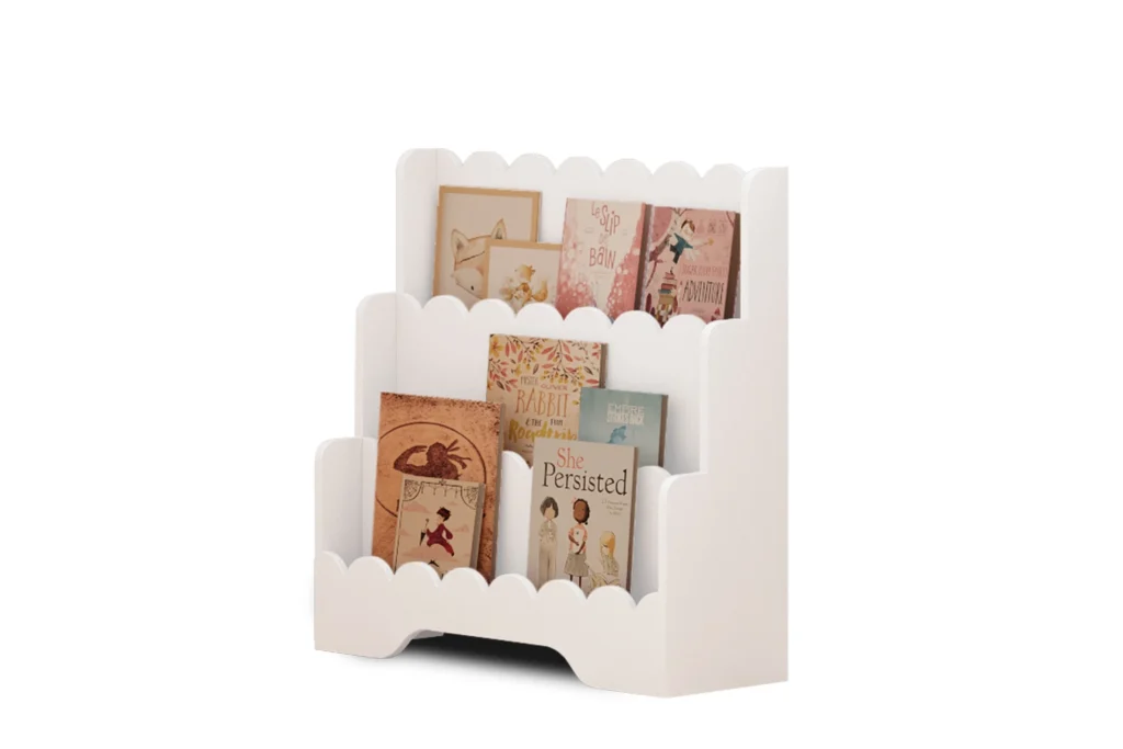 Bibliothèque enfant en bois LULU, coloris blanc – inspiration Montessori
