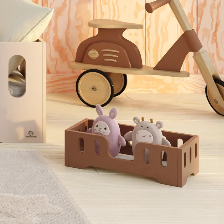 Jouet MINI TILA 2 couleur chocolat avec deux peluches.
