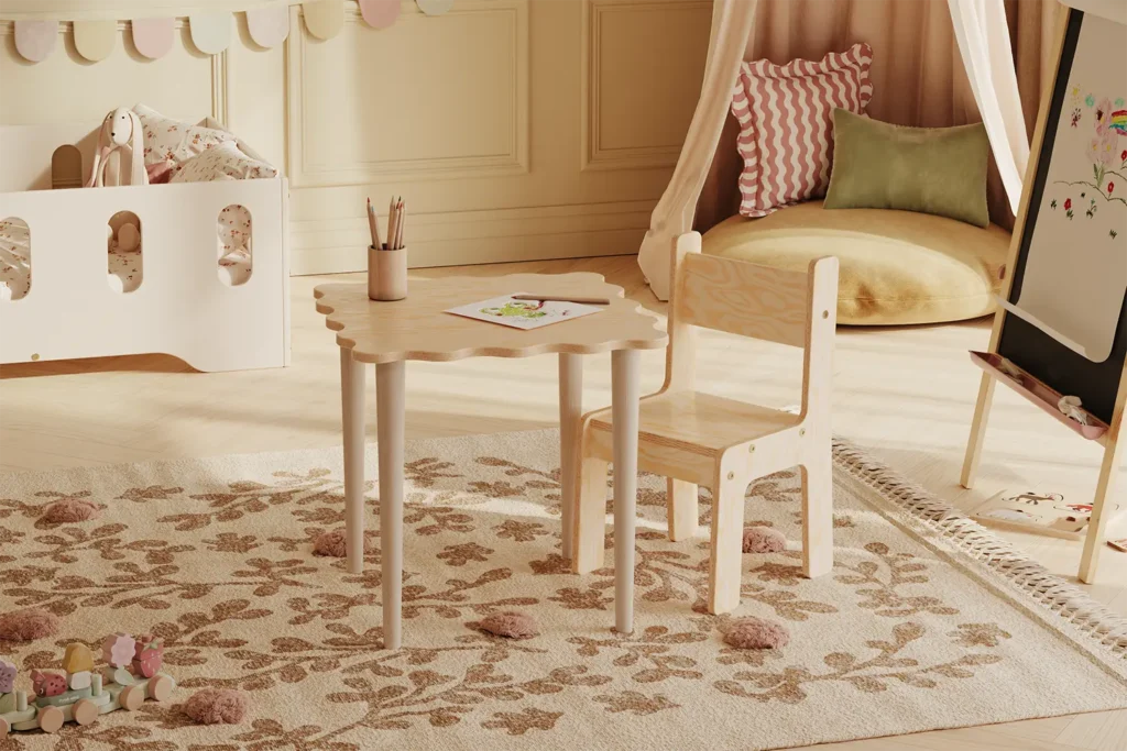 Ensemble enfant SET NALU TAB dans une chambre d’enfant chaleureuse, avec finition Laque.