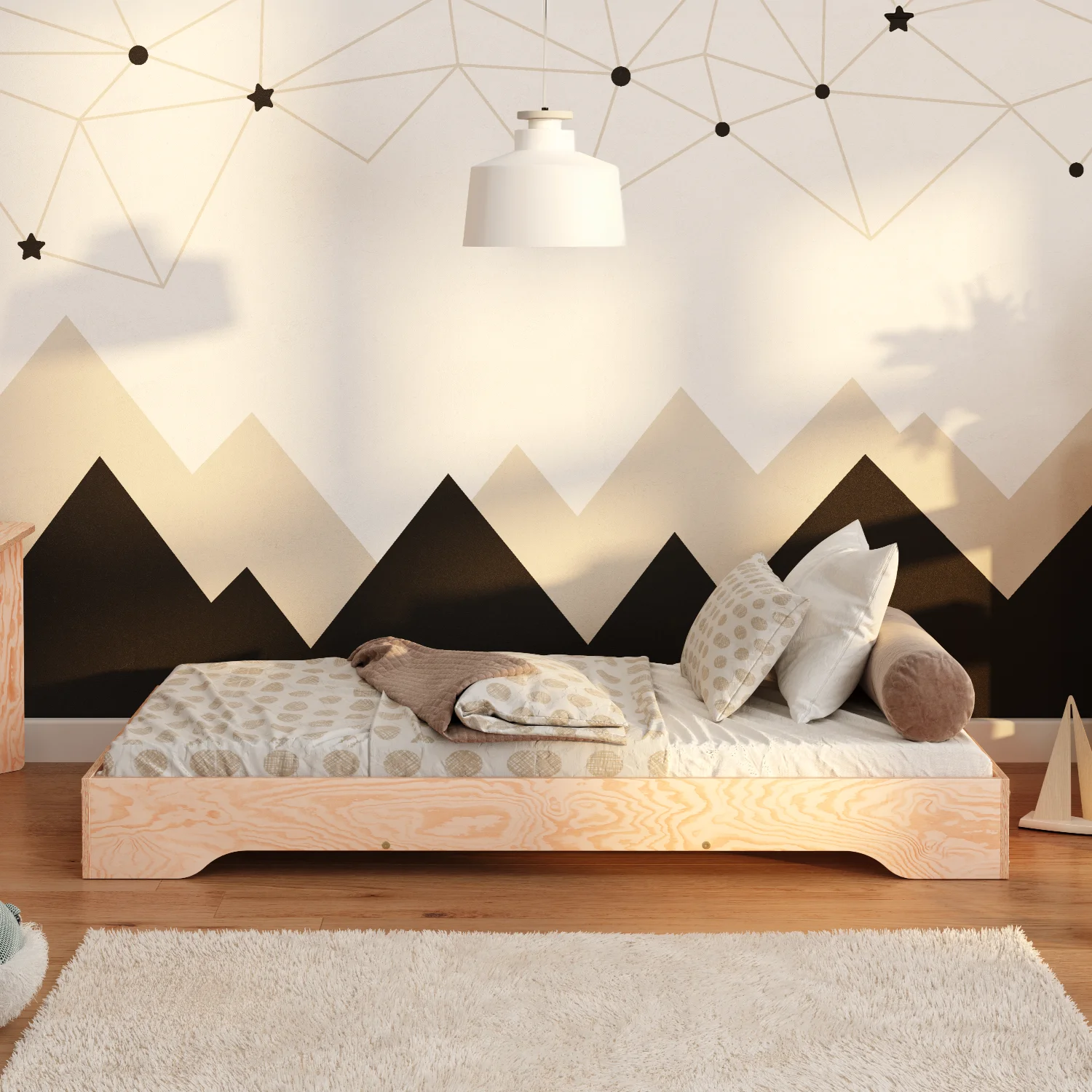 Lit simple bas en bois pour enfants avec sommier TILA 7 Montessori